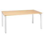 BUREAU DROIT ACTUAL - L. 120 X P. 80 CM - PLATEAU HÊTRE - 4 PIEDS BLANC