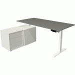 BUREAU RÉGLABLE EN HAUTEUR RANGEMENT MOVE 1 - BLANC - GRIS - KERKMANN