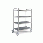 CHARIOT DE SERVICE EN INOX HUPFER - 4 PLATEAUX 800 X 500 MM
