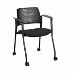 FAUTEUIL À ROULETTES SIMONE - DOSSIER POLYPROPYLENE - TISSU NOIR