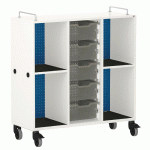 MEUBLE BAS SHIFT+ LANDSCAPE MÉLA POUR CARTABLES 4 CASES - BLANC - BLEU SAPHIR - MANUTAN COLLECTIVITÉS