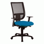 CHAISE DE BUREAU NAO TISSU ET MAILLE BLEU - DOSSIER HAUT SANS ACCOUDOIRS - MÉCANISME SYNCHRONE - PIEDS NOIR