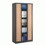 ARMOIRE À RIDEAUX MONOBLOC ECO-CONÇUE DÉCOR H 198 X L 100 CM CORPS ANTHRACITE/RIDEAUX HÊTRE