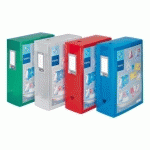 LOT DE 4 - BOÎTE DE CLASSEMENT PLASTIQUE VIQUEL PERSONNALISABLE DOS 10 CM COULEURS ASSORTIES