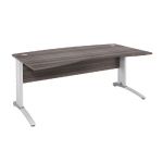 BUREAU MANAGER BIOSPACE  2 - L. 180 X P. 90 CM - PLATEAU 'CÈDRE' - PIEDS L'BLANC' - EMBASES 'BLANCHES'.