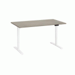BUREAU RÉGLABLE EN HAUTEUR ÉLECTRIQUE CHÊNE GRIS ECLA ERGO PREMIUM 140 X 80 CM PIEDS BLANC