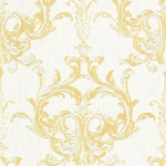 PAPIER PEINT BAROQUE TAPISSERIE BAROQUE PAPIER PEINT INTISSÉ JAUNE BLANC - 10,05 X 0,53 M - BRICOFLOR