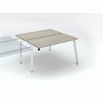 PÔLE DE 2 BUREAUX ECLA CHÊNE GRIS L 140 X P 60 CM PIÈTEMENT MÉTAL FINITION BLANC - ÉLÉMENT SUIVANT