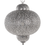 BELIANI - LAMPE SUSPENSION LUSTRE DESIGN EN NICKEL ARGENTÉ AVEC ABAT-JOUR AJOURÉ AU DESIGN ORIENTAL MAROCAIN E27 MAX. 60W POUR SALON OU SALLE À