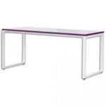 MTI BUREAU MT1 ÉLÉGANCE BLANC CHANT PRUNE PIÉTEMENT BLANC - DIMENSIONS L160 X H75 X P67 CM