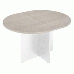 TABLE DE RÉUNION OVALE EXTENSIBLE EXCELLENS BOIS L140 X P 120 CM PLATEAU CHÊNE GRIS PIEDS CROIX BLANC