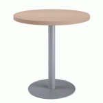 TABLE DE RÉUNION RONDE ECLA CHÊNE CLAIR Ø 80 CM PIÈTEMENT ALUMINIUM