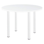TABLE RONDE ACTUAL - L. 100 X 100 CM - PLATEAU BLANC - 4 PIEDS CARRES BLANCS
