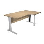 BUREAU COMPACT PRONTO PRESTIGE- RETOUR À DROITE L.160 X P.100 CM - PLATEAU CHÊNE - PIEDS L CHROME
