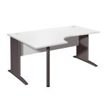 BUREAU COMPACT RETOUR À GAUCHE EVOLUTION 2 - L. 160 X P. 110 CM - PLATEAU 'GRIS' - PIEDS L 'GRIS'.