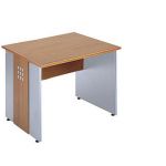 BUREAU DROIT AXIOME - L. 80 X P. 80 CM - PLATEAU MERISIER AXIOME - PIEDS PLEINS ALUMINIUM