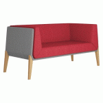 CANAPÉ GAIA - 2 PLACES TISSU GRIS/ROUGE