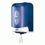 TORK REFLEX™ MINI DISTRIBUTEUR À DÉVIDAGE CENTRAL BLANC ET TURQUOISE M3, DISTRIBUTION FEUILLE-À-FEUILLE