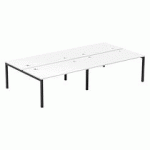 PÔLE 4 BUREAUX L 280 CM PLATEAUX BLANCS, PIÈTEMENT MÉTAL - TEAM LINE ANTHRACITE