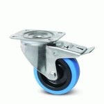 ROULETTE PIVOTANTE BLEUE À BLOCAGE TOTAL - MILIEU ALIMENTAIRE -Ø 200MM- ALPHA TENTE