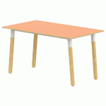 TABLE 4 PIEDS MÉTAL/BOIS 200X80 T5 STRAT ABS ORANGE/ALU