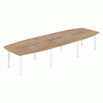 TABLE MODULABLE BELEM L 420 X P 140 CM -16 PERSONNES CHÊNE NATUREL/BLANC