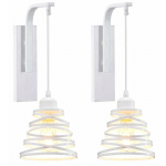 2PCS APPLIQUE MURALE INTÉRIEUR MODERNE E27 CHAMBRE SALON LAMPE MURALE À RESSORT EN FER FORGÉ(BLANC) - BLANC