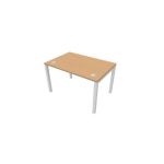 BUREAU BUROCOLOR + L.120 X P.80 CM - PLATEAU HÊTRE - PIEDS BLANC