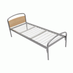 LIT THÉLIA TÊTE PANNEAU/PIED MÉTAL SOMMIER TREILLIS 80X190CM ALU/CHÊNE CLAIR - MANUTAN COLLECTIVITÉS