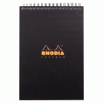 NOTEPAD RHODIACTIVE 90G RELIURE INTÉGRALE A5 14,8X21 CM 160 PAGES LIGNÉ MICROPERFORÉ - NOIR - LOT DE 5