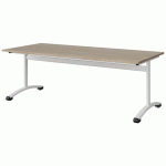 TABLE MALIBU 180X80 T4 DL STRA ABS CHÊNE 1146/BLC 9016