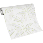 PAPIER PEINT FEUILLES VERTES TAPISSERIE INTISSÉE POUR SALON, CHAMBRE & PLUS PAPIER PEINT FEUILLAGE VERT, BLANC ET BEIGE - BRICOFLOR