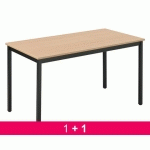 PACK 1 TABLE MULTI-USAGES ÉCO HÊTRE/NOIR L 120 X P 60 CM ACHETÉE = 1 TABLE OFFERTE -