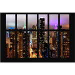 PAPIER PEINT INTISSÉ - WINDOW NEW YORK MOONLIGHT - MURAL LARGE DIMENSION: 255CM X 384CM