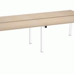 PÔLE DE 4 BUREAUX DROITS CHÊNE CLAIR L 140 X P 60 CM, PIÉTEMENT MÉTAL BLANC - ARCH