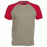 T-SHIRT BICOLORE TRADITIONAL GRIS ROUGE