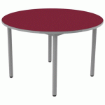 TABLE CARÉLIE RONDE Ø120 T6 STRAT POLY. CERISE GRIS/9006 - MOBIDECOR