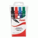 MARQUEUR PERMANENT PENTEL N50 COULEURS ASSORTIES POINTE OGIVE 4,3 MM - POCHETTE DE 4