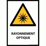 PANNEAU ISO EN 7010 - RAYONNEMENT OPTIQUE - W027- FORMAT PORTRAIT  - 210 X 297 MM (A4) - VINYLE SOUPLE AUTOCOLLANT