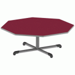 TABLE BANDANA OCTO. Ø120 T1 PC STRAT POLY. CERISE GRIS/9006 - MOBIDECOR