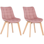 LOT DE 2 CHAISES DE SALLE À MANGER PASSAIC VELOURS AVEC PIEDS EN BOIS DE HÊTRE ROSE