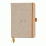 RHODIARAMA GOALBOOK REMBORDÉ RIGIDE A5 240 PAGES DOT PAPIER BLANC 90G - BEIGE