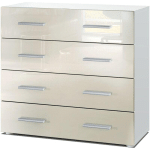 VLADON - COMMODE BUFFET ARMOIRE PAVOS EN BLANC MAT - HAUTE BRILLANCE & TONS NATURELS - CRÈME HAUTE BRILLANCE - CRÈME HAUTE BRILLANCE