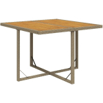 TABLE DE JARDIN BEIGE 109X107X74 CM RÉSINE TRESSÉE BOIS MASSIF