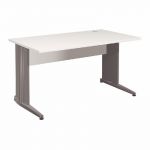 BUREAU DROIT ACTIVITY MÉTAL - L. 140 X P. 80 CM - PLATEAU BLANC - PIEDS L 'ANTHRACITE'
