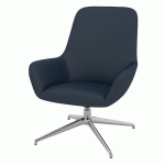 FAUTEUIL CITY DOSSIER MOYEN PIED ALU ENDUIT PVC GRIS BLEU - QUADRIFOGLIO