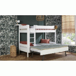 PACK LIT SUPERPOSÉ STRADIV AVEC SOMMIER GIGOGNE + 3 MATELAS  BLANC 70X190 CM/OPT:MATELAS ELBE HD