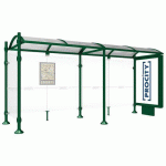 ABRI BUS PROVINCE 5 M CAISSON 1 BARDAGE INOX VERT 6005 - PROCITY