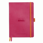 RHODIARAMA GOALBOOK SOUPLE A5 240 PAGES PETITS CARREAUX 5X5 PAPIER IVOIRE 90G - FRAMBOISE