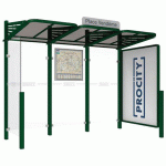 ABRI BUS CONVIVIALE 3 M VITRINE DR BARDAGE GAUC VERT 6005 - PROCITY